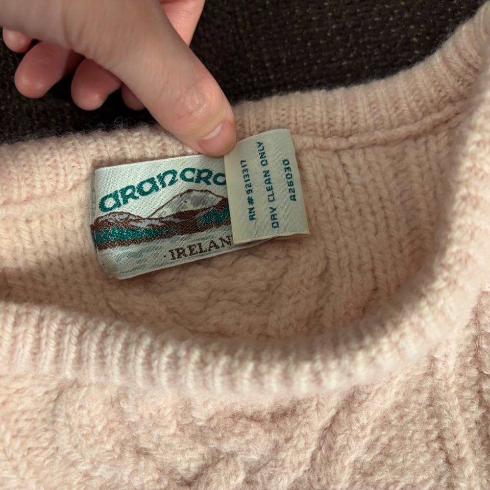 Aran Crafts 100% Merino Wool Knit Sweater Size XS Pink Thick and Warm - Picture 5 of 10